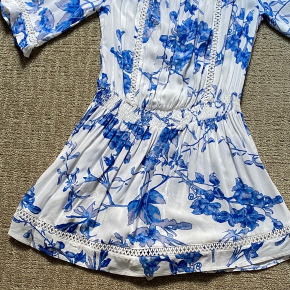 NWT LF Rumor Boutique Blue Floral Romper Dress - Picture 5 of 11